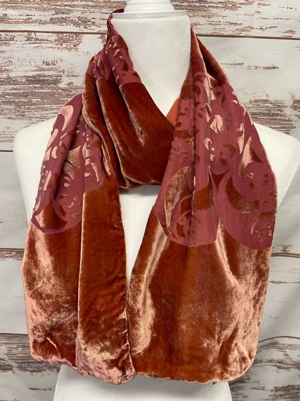 Silk Velvet Burnout Scarf by Renata handpainted in Ireland